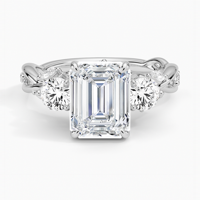 Splendid Jewel 14K White Gold Over Rings 2.3 Ct Emerald Cut Diamond