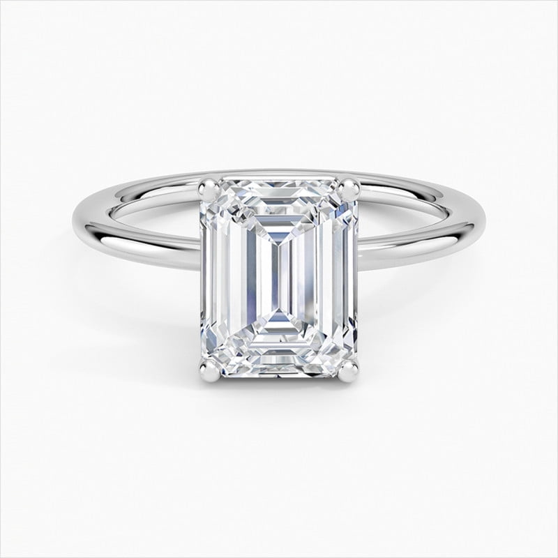 Splendid Jewel 14K White Gold Over Wedding Ring Emerald Cut 2 Ct Diamond Solitaire Ring