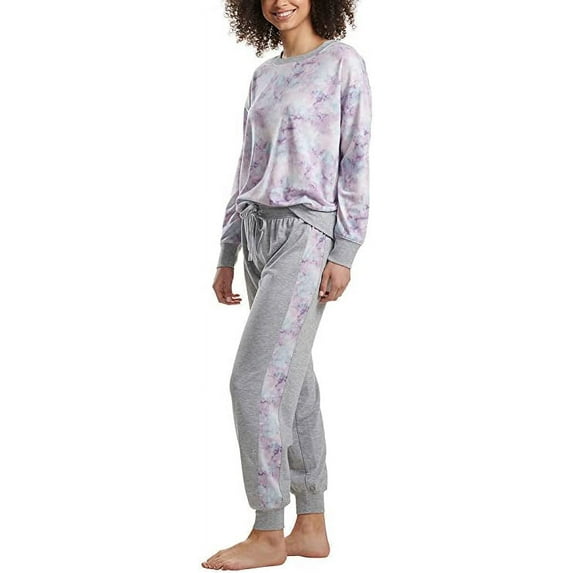 Splendid Ladies' Jogger and Crew Neck Set Size: S, Color: Floral Violet/Gray Heather