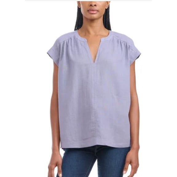 Splendid Ladies' Linen Blend Top, Blue Medium