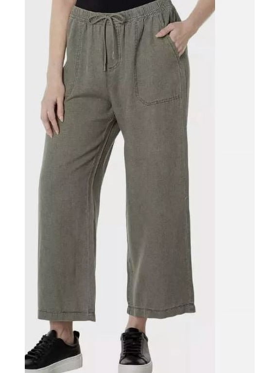 Ladies' Wide Leg Crop Pants, Green XXL