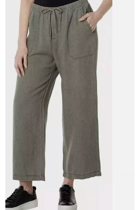 Ladies' Wide Leg Crop Pants, Green XXL