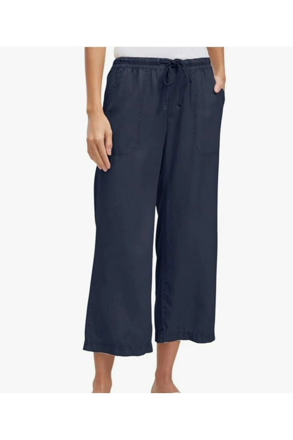 Ladies' Wide Leg Crop Pants | Navy, Medium