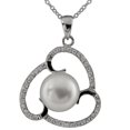 thumbnail image 1 of Splendid Pearls Triple Corner Sterling Silver Cubic Zirconia Freshwater Pearl Pendant - White, 1 of 3