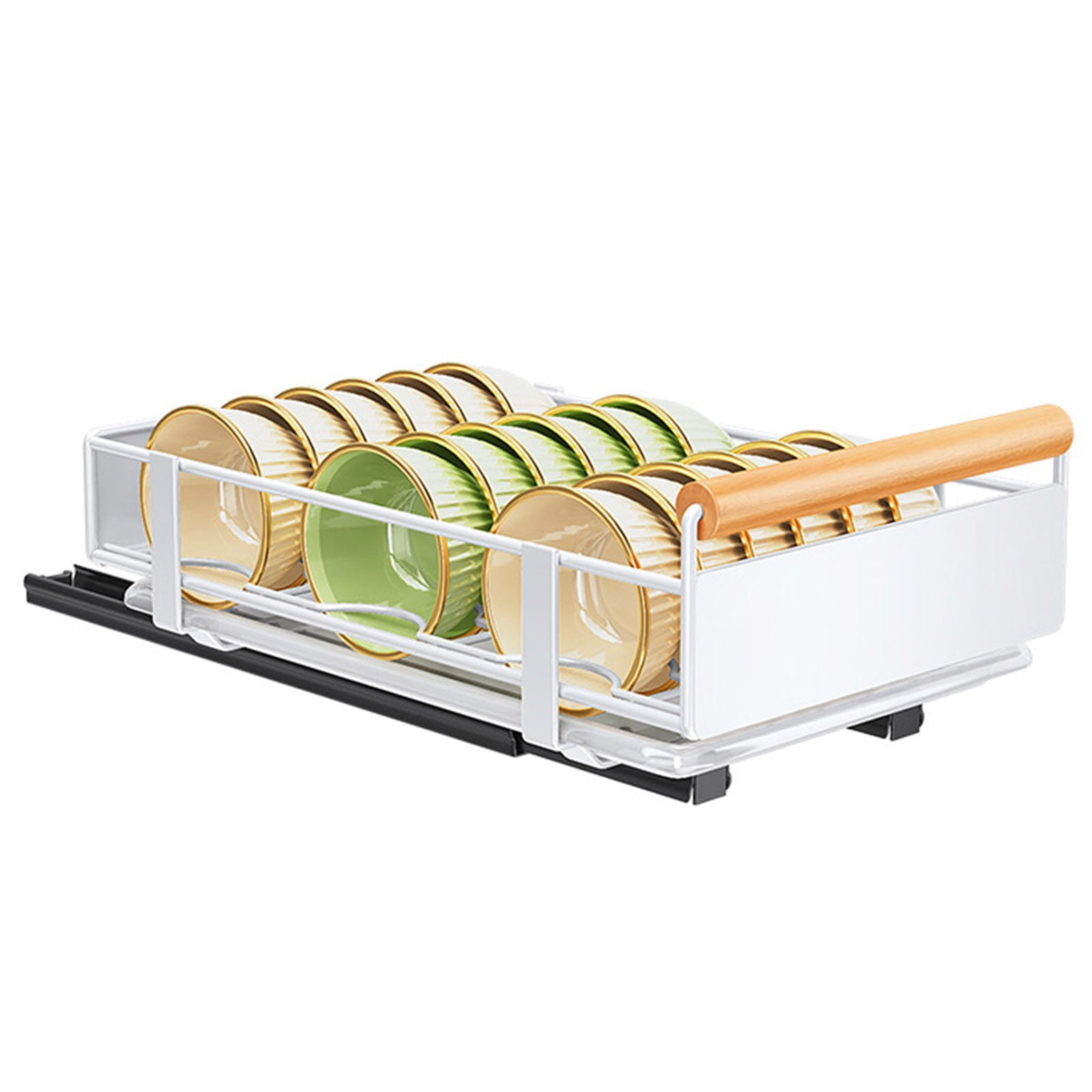 Splendid Pull out Bowl Dish Storage Rack Tray Fixed with Adhesive Nano