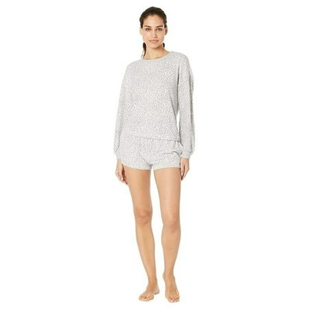 Splendid Short Set Womens Small Heather Gray Stretch Blouson Long Sleeve JDM1047