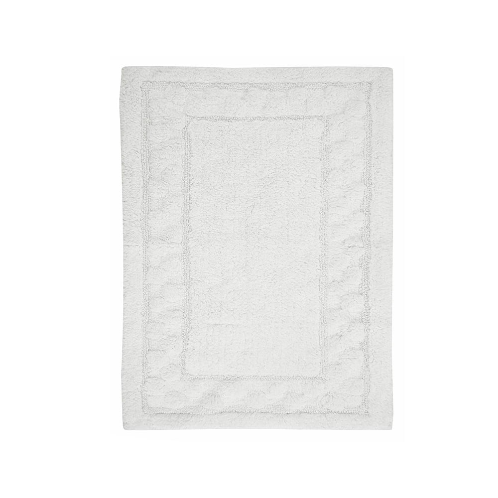 Sculptured Border Design NonSlip Cotton Bath Rug 24" x 40" White by