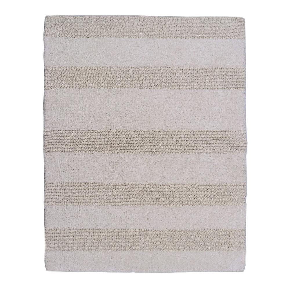 Splendid Striped Soft Plush Cotton Bath Rug 22" X 60" Ivory by Castle