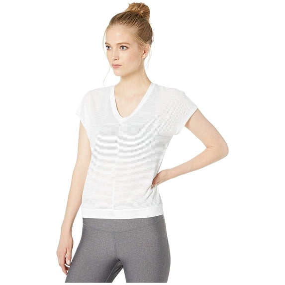 Splendid Studio V-Neck Sheer Stripe Top White