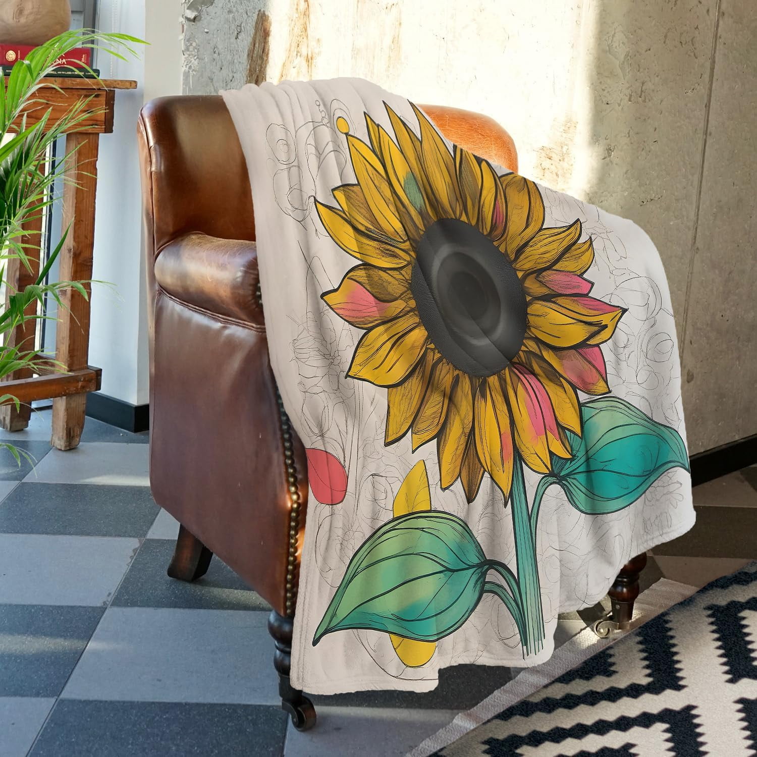 Sunflower fuzzy blanket hot sale