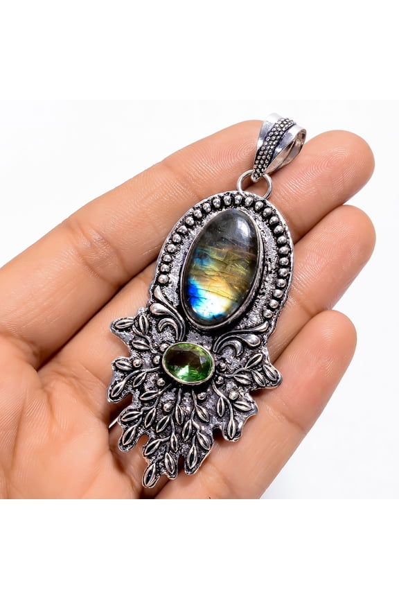 Splendid Top Grade Qualite 100% Natural Ruby Zoisite Radiant Shape Vintage Style Handmade Jewelry 925 Steling Silver Pendant 2.1" WSJ-4914