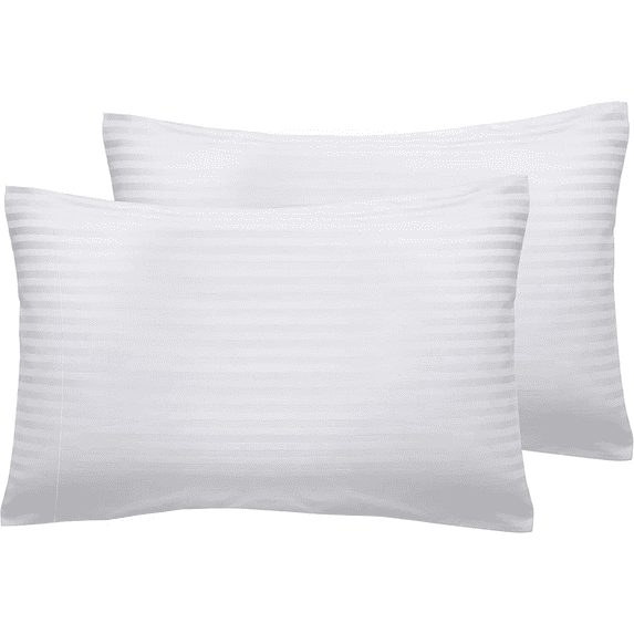 Splendid Udyog King Size Pillow Cases Set of 2 - Stripe White King Pillowcase 2 Pack with Envelope Closure, Soft Brushed Microfiber Bed Pillow Case Cover, 20x36 inches