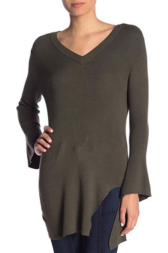 V-Neck Bell Sleeve Pullover Medium, Olive