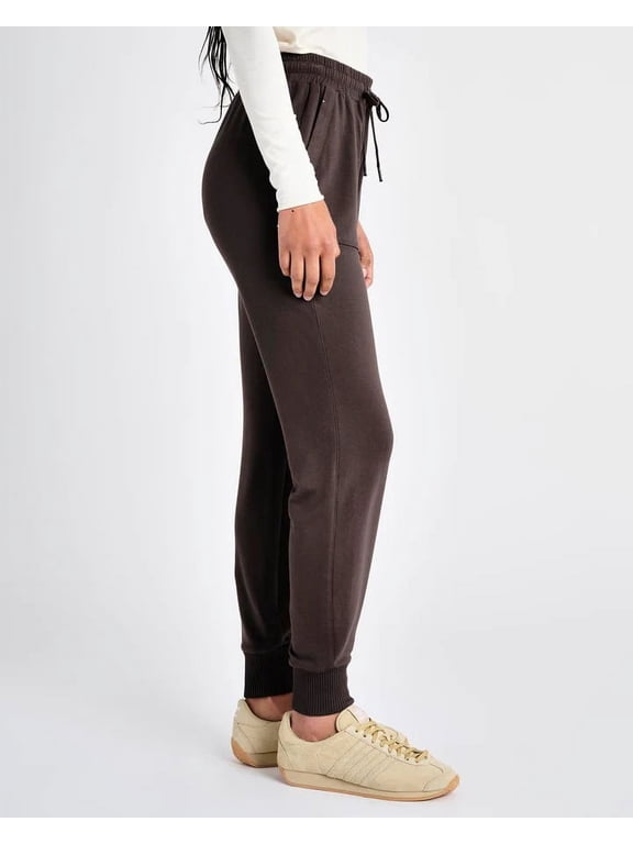 Women's Elastic Waist Drawstring Front Pocket Jogger Pants ( Dark Carbon, Small)