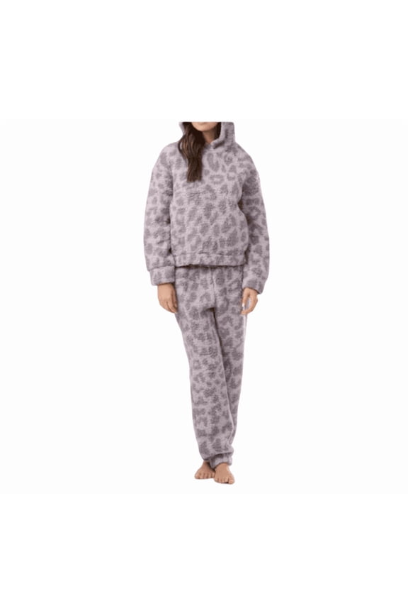 Women's 2-Pc. Printed Hooded Jogger Pajamas Set Medium