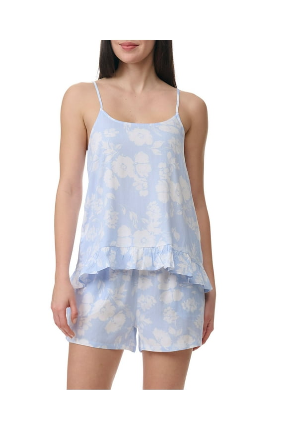 Women's 2-Pc. Ruffled-Hem Boxer Pajamas Set - Shadow Floral, Size Small