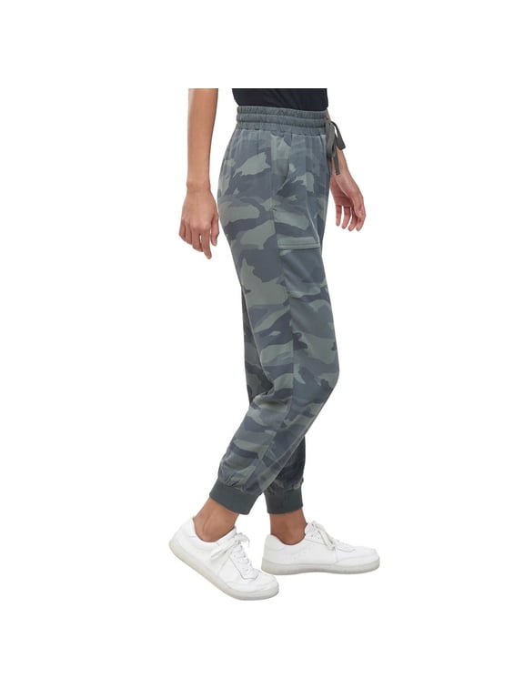 Women's Ankle Cuff Relaxed Fit Active Pants Camo Print Woven Casual Joggers