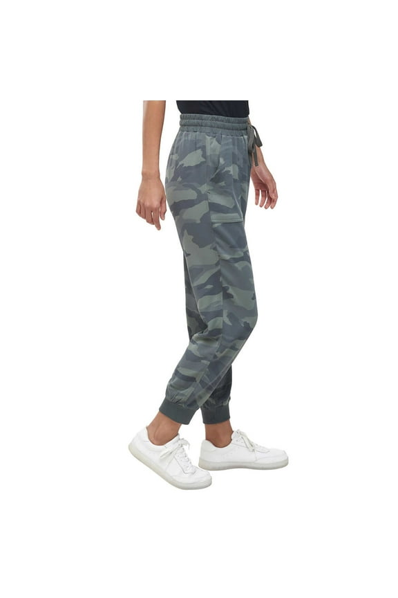 Women's Ankle Cuff Relaxed Fit Active Pants Camo Print Woven Casual Joggers