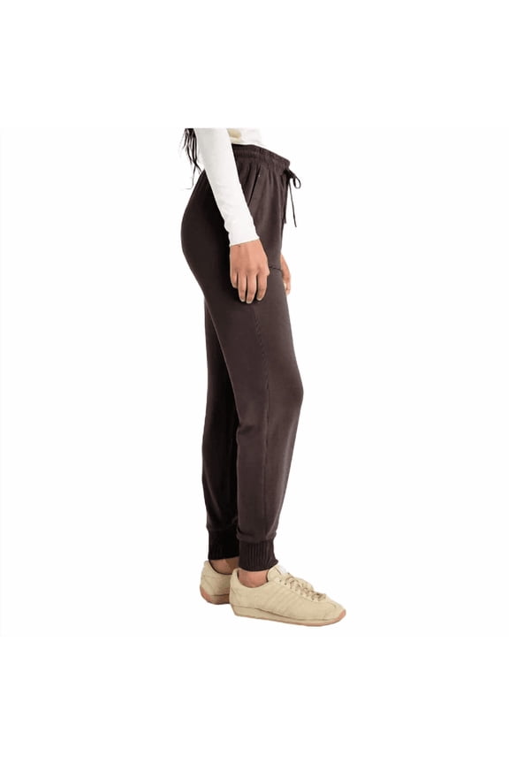 Women's Elastic Waist Drawstring Front Pocket Jogger Pants ( Dark Carbon, Large)