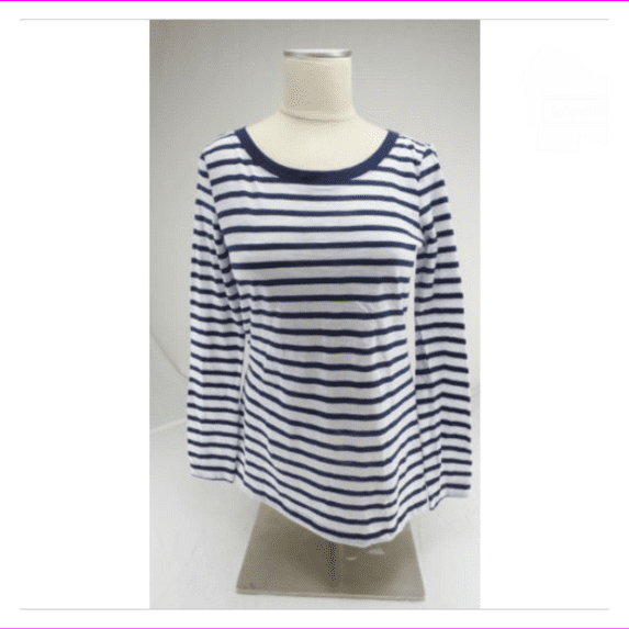 Splendid Women's Long Sleeve Shirt Navy/White Striped, XL