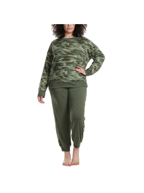 Women's Plus 2-piece Ultra Soft PJ Camo Print Lounge Pajama Set