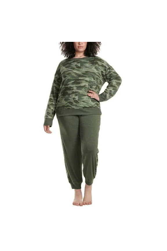 Women's Plus 2-piece Ultra Soft PJ Camo Print Lounge Pajama Set