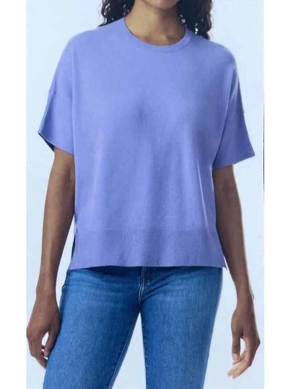 Women's Plus Size Short Sleeve Sweater, Blue, Size S