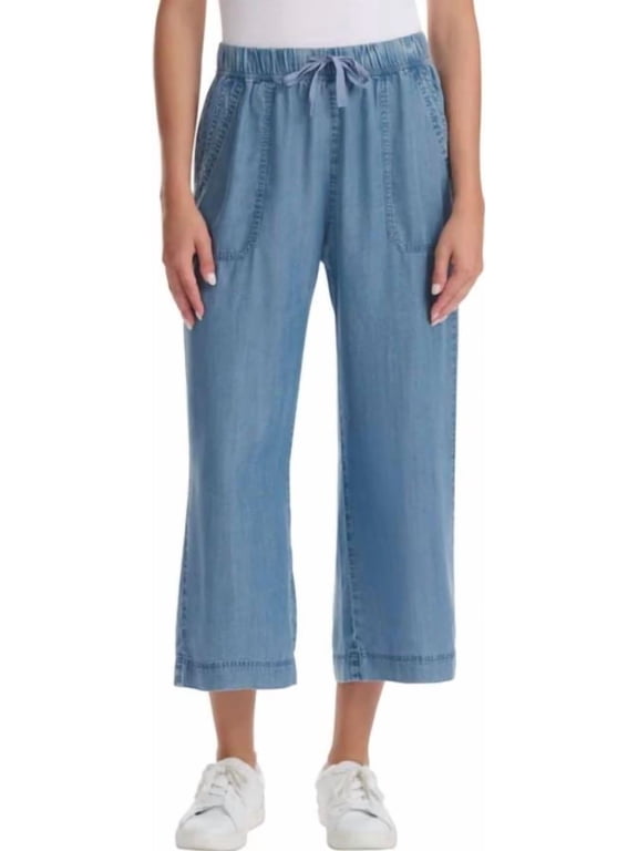 Women's Pull-On Wide Leg Crop Ankle Pant, Blue, Medium