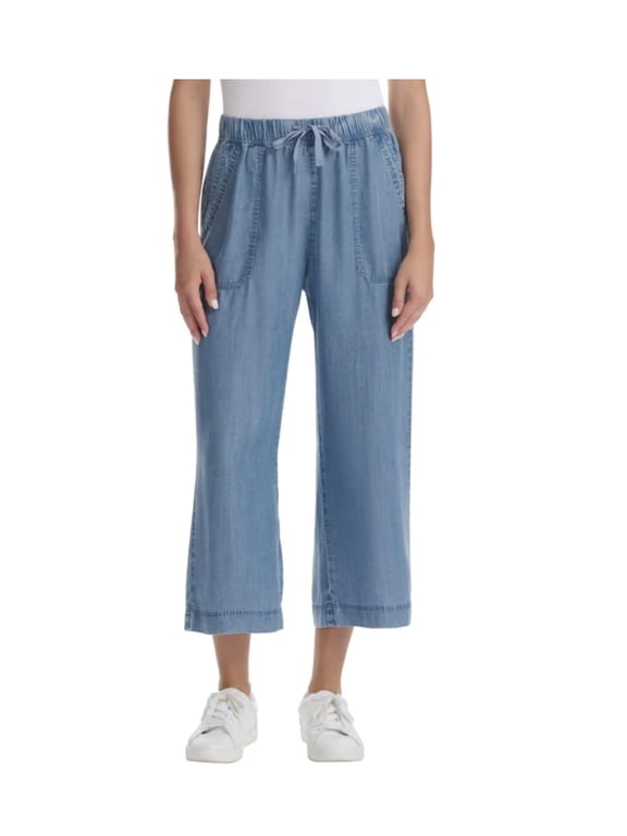 Women's Pull-On Wide Leg Crop Ankle Pant, Blue, 2X-Large