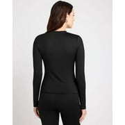 Splendid Womens Ribbed Crew Neck Long Sleeve Tee Black, XL