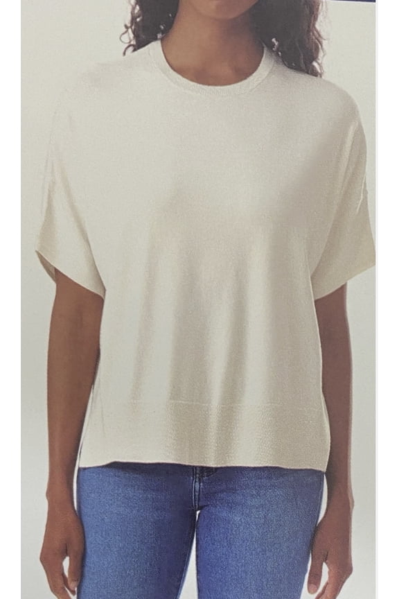 Women's Short Sleeve Sweater, Cream, Large