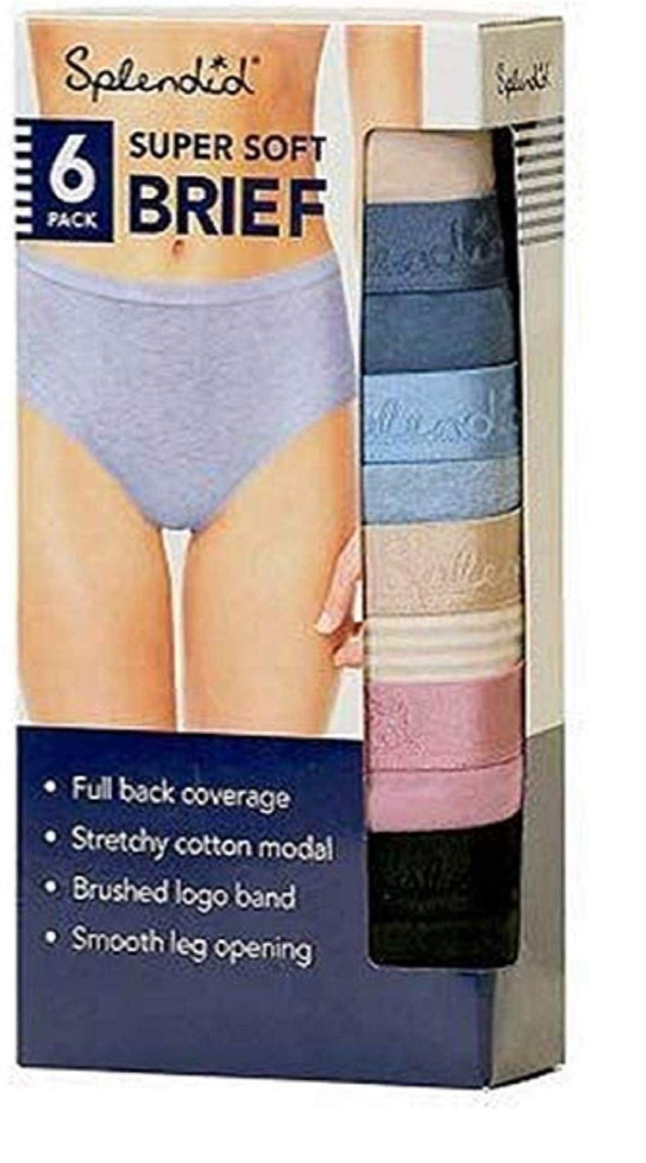 Splendid Women's Super Soft Brief Underwear Panty, Multipack (Assorted 6 Pack Colorful, Medium)