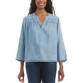 thumbnail image 1 of Splendid Women's V-Neck Relaxed Fit Lightweight Denim Blouse Top-Blue / XL, 1 of 4