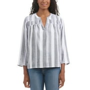 Splendid Womens V-Neck Relaxed Fit Lightweight Denim Blouse Top White, XXL