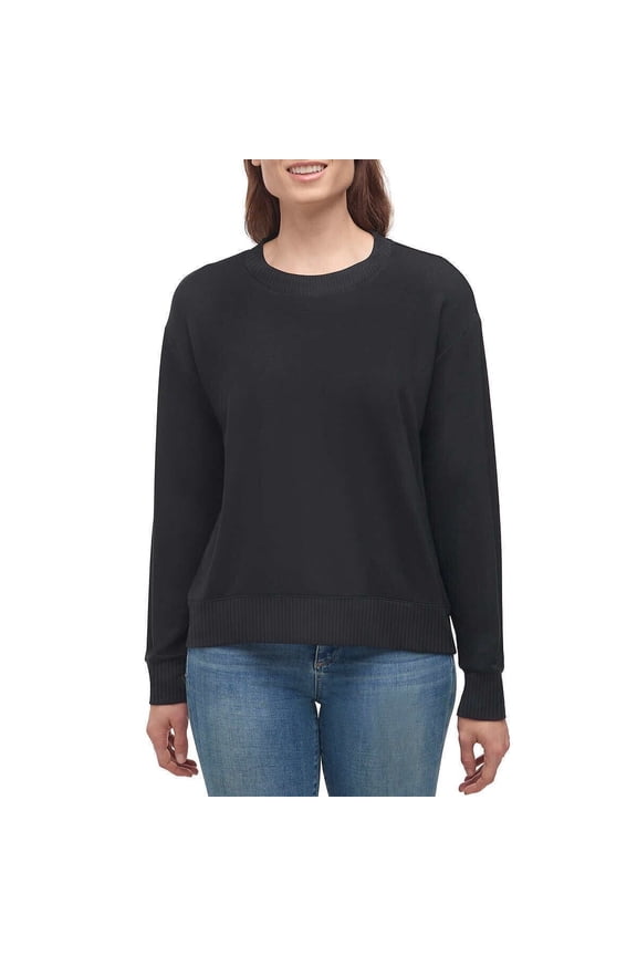 Womens Crewneck Long Sleeve Lightweight Pullover Top black Size XXL