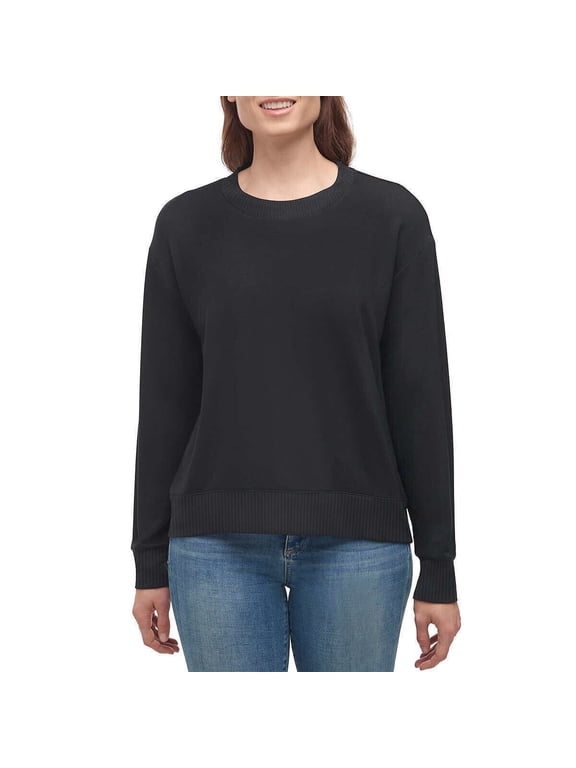 Womens Crewneck Long Sleeve Lightweight Pullover Top black Size XXL