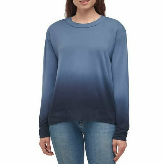 Splendid Women's Size Small, Long Sleeve Pullover Sweater, Slate Blue Dip Dye
