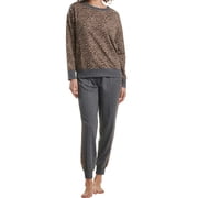 Splendid Womens Long Sleeve Crewneck Top And Jogger Pants 2 Pieces Pajama Set,Lively Leopard,Small