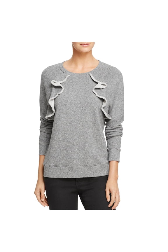 Women's Ruffled Heather Sweatshirt, Heather Grey, Large