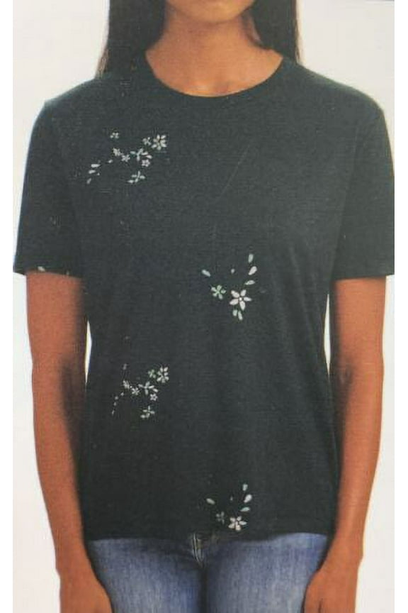 Womens Short Sleeve T-Shirt,Black Floral,XX-Large