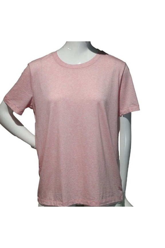 Womens Short Sleeve T-Shirt,Coral Strip,Large