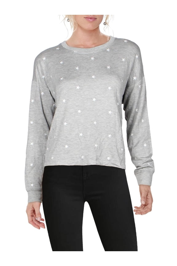 Womens Stars Embroidered T-Shirt Gray L