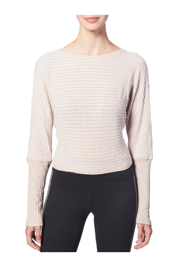 Womens Tie Back Fitness Pullover Top Beige XL