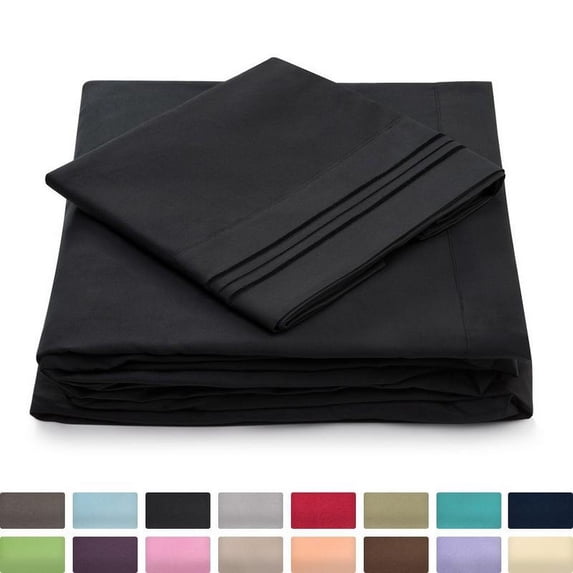 Splendid's Double Brushed Microfiber Super Soft Luxury Bed Sheet Set - Wrinkle Resistant - RV/Camper Short Queen Size - 60 x 75 (Solid Black)