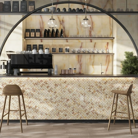 Splendor 12x12 Miele Porcelain Mosaic Onyx Basketweave Wall and Floor Tile (4.84 sq ft/case) - 5 Pack