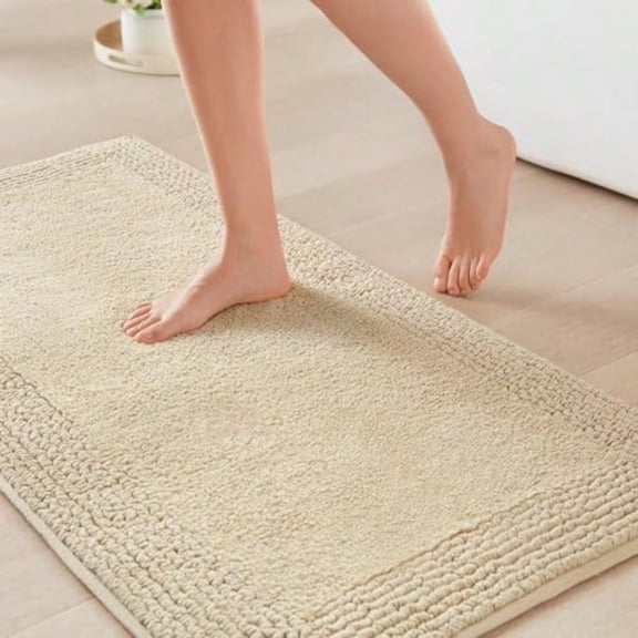Splendor Reversible 100 Cotton Tufted Bathroom Rug-3000 GSM Hotel Quality Luxurious Plush Medium Pile Bath Mat Absorbent Quick Dry Shower Room Decor 24x44 Natural