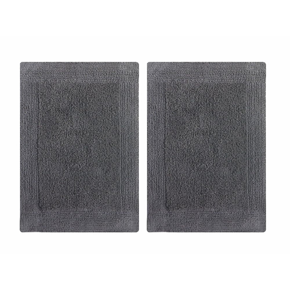 Splendor Reversible Step Out Bath Mat Rug Set 2 Pc, Platinum Gray