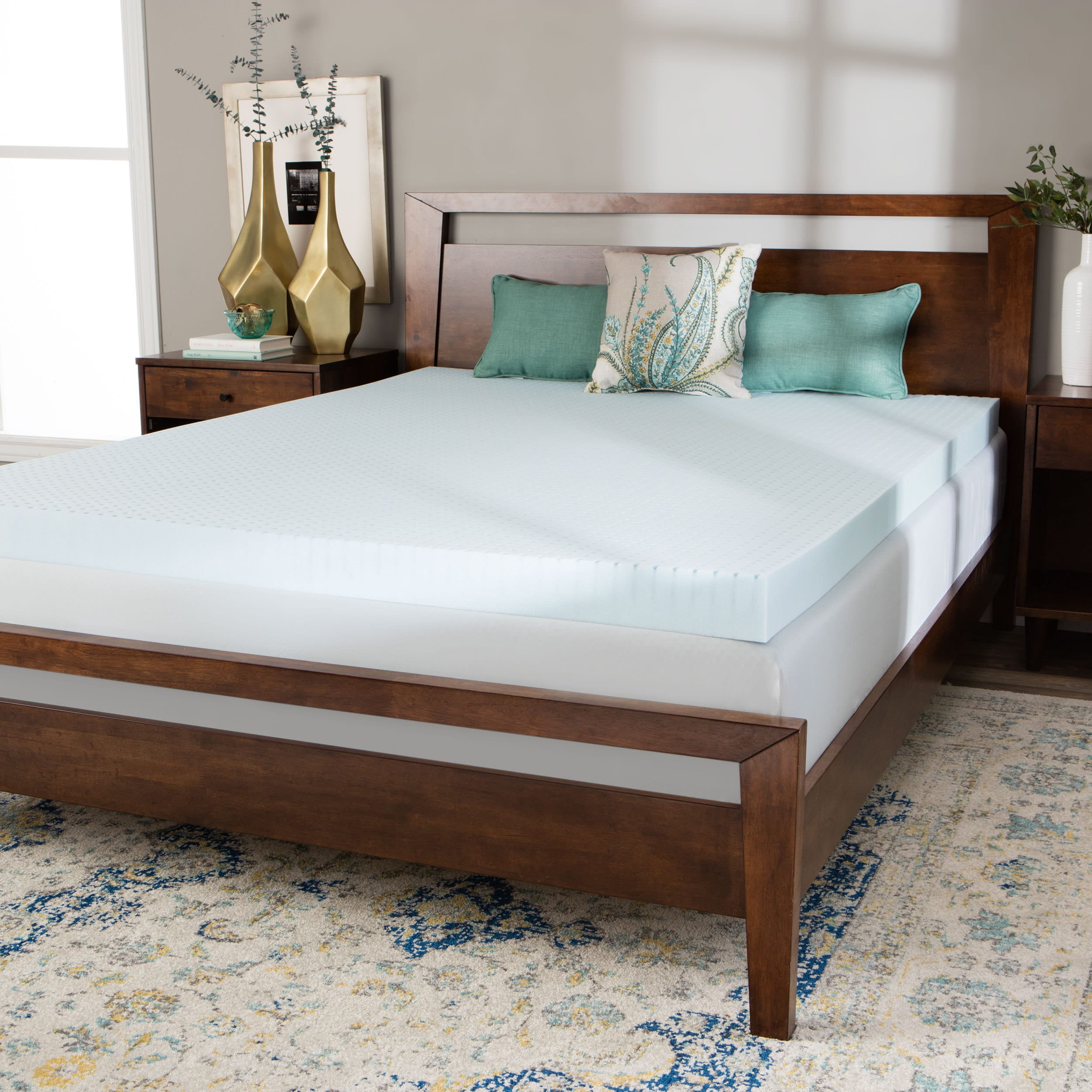 Twin XL Blue Gel Memory Foam Mattress Topper