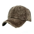 thumbnail image 1 of Splice Denim Washed Visors Casual Unisex Baseball Cap Adjustable Hole Hat, Coffee, 1 of 1