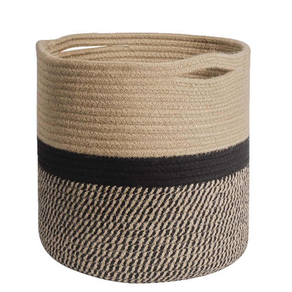 Spliced Cotton Rope Plant Basket Modern Woven Storage Basket for Floor